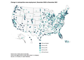Nonfarm Payroll Employment up in Metropolitan Areas in December